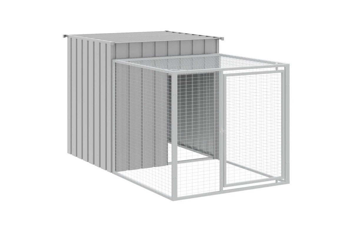 Chicken Cage with Run Light Grey 110x201x110 cm Galvanised Steel vidaXL