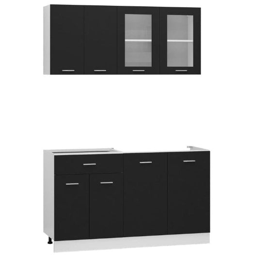 4 Piece Kitchen Cabinet Set Black Engineered Wood vidaXL