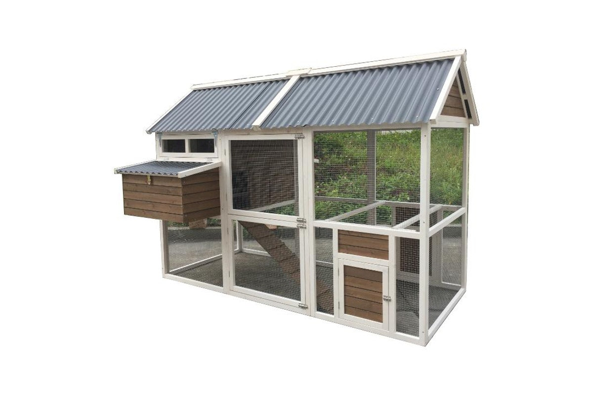 XXL Superior Farmhouse Chicken Coop with PVC Roof 240x172x168cm