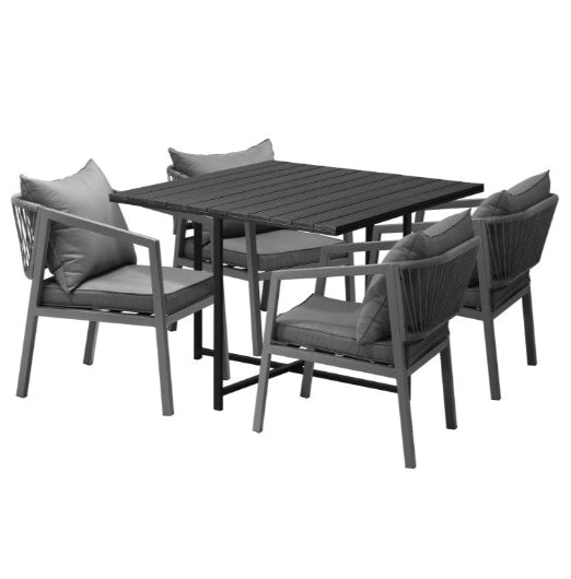 Livsip 4 Seater Outdoor Dining Set Black Table
