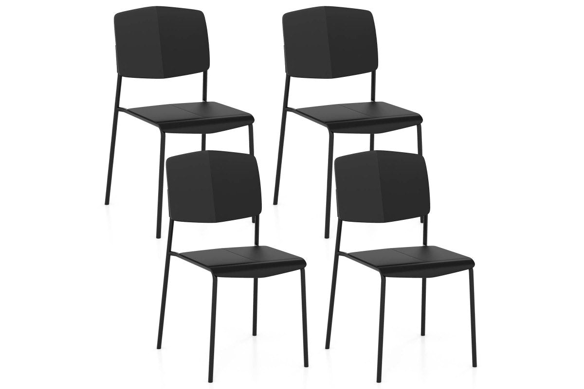 Giantex 4PCS Dining Chair Home Office Side Chairs w/Metal Legs Stackable Armless Chairs Black