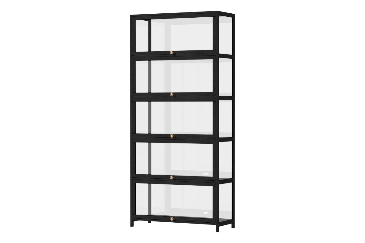 Oikiture Display Cabinet 5-Tier Shelves(Black)