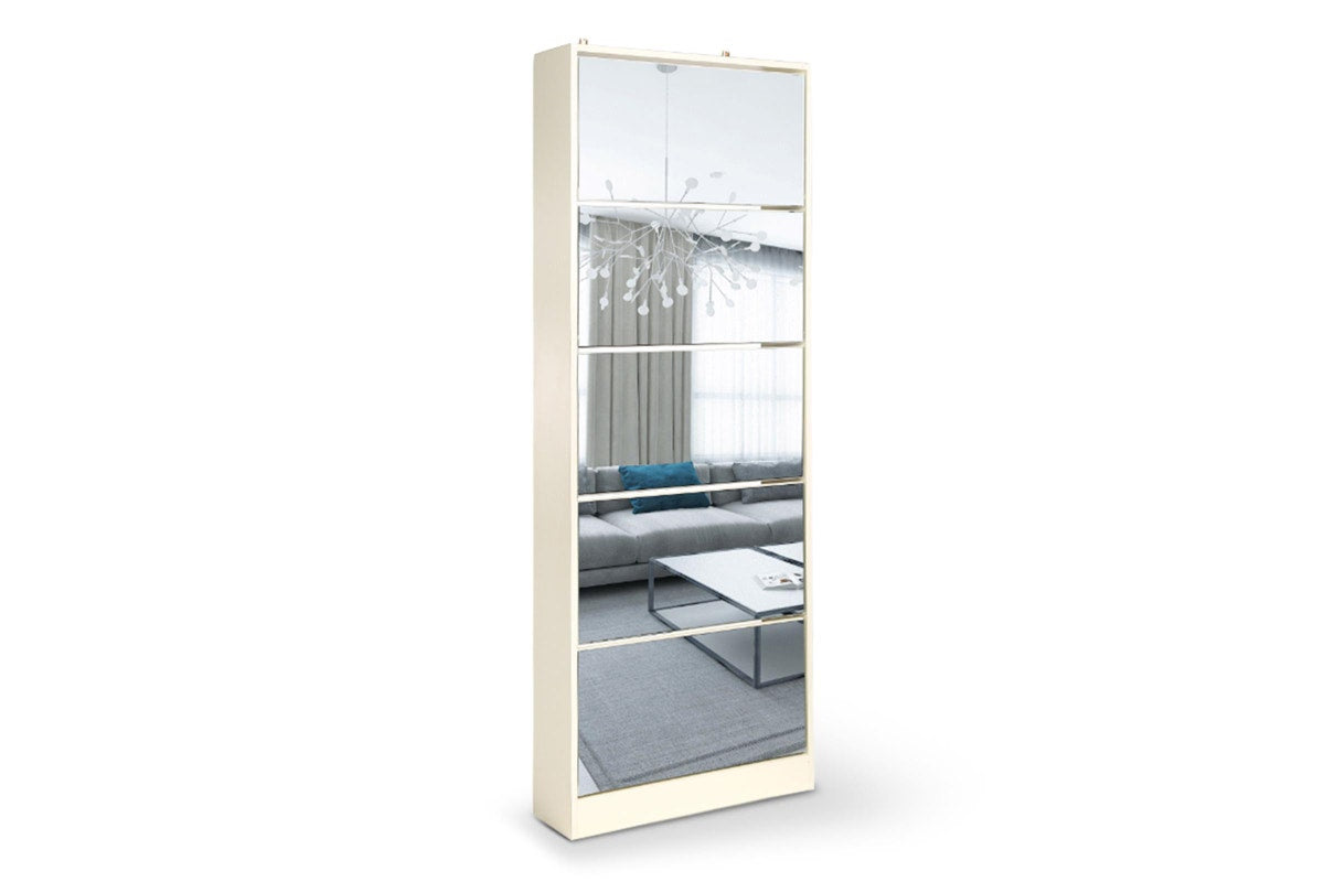 Mirrored Shoe Storage Cabinet Organizer - 63 x 17 x 170cm
