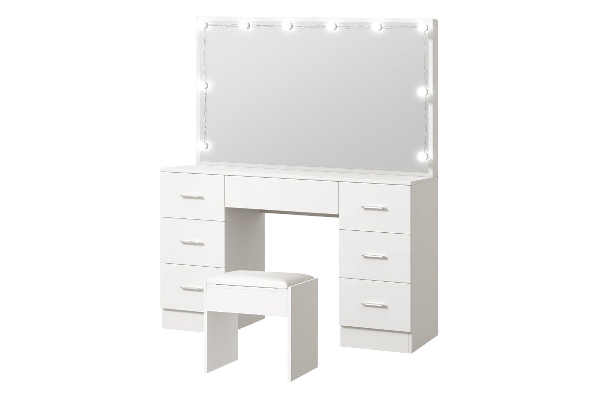 Oikiture Dressing Table Large LED Mirror (White)