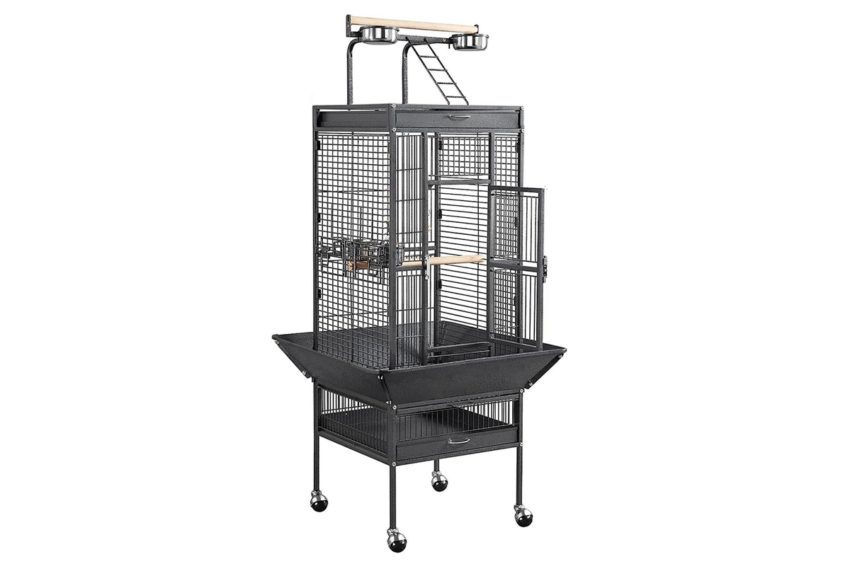 Large Playtop Parrot Aviary Bird Cages Birdcage w/ Rolling Stand Perch Food Cup