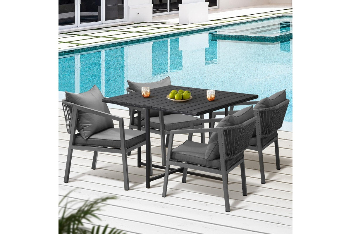 Livsip 4 Seater Outdoor Dining Set Black Table