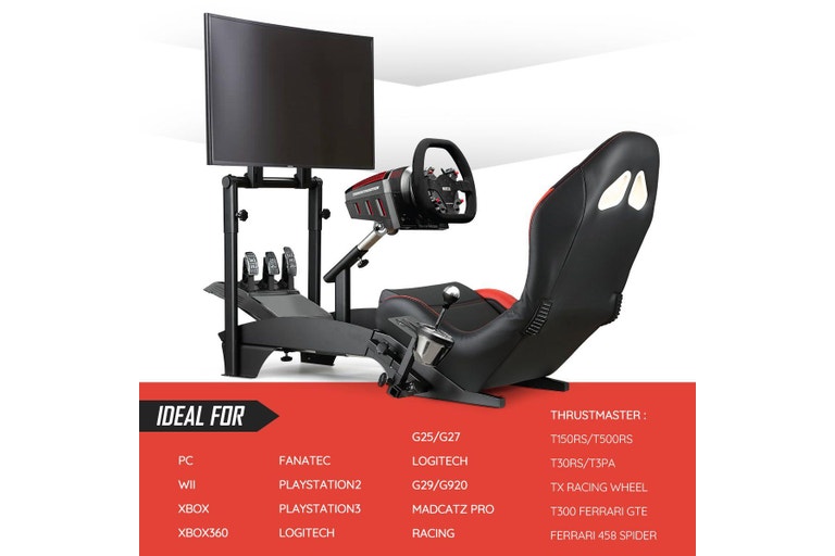 Premium Racing Simulator Cockpit Adjustable Gaming Chair with Monitor Stand