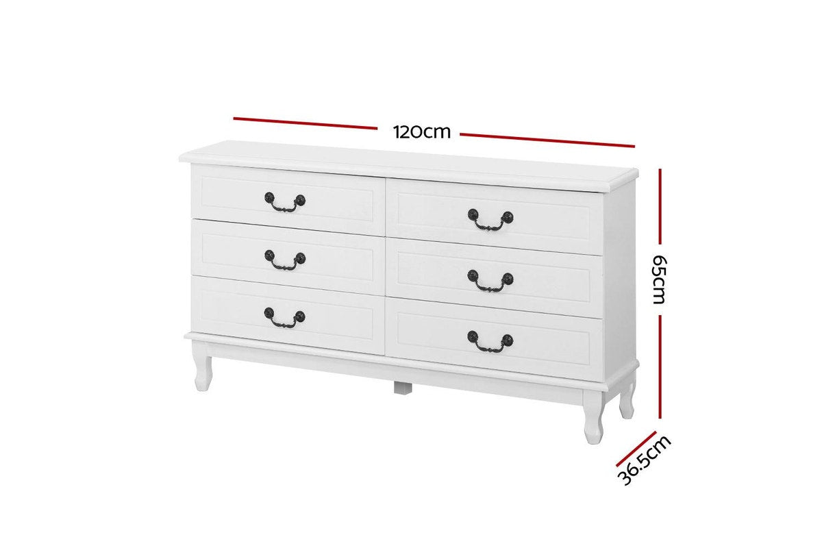 Chest of Drawers Dresser Table Lowboy Storage Cabinet White KUBI Bedroom