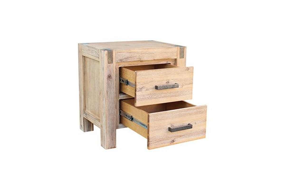 Bedside Table 2 Drawers Night Stand Solid Wood Acacia Oak Colour Bedside Tables