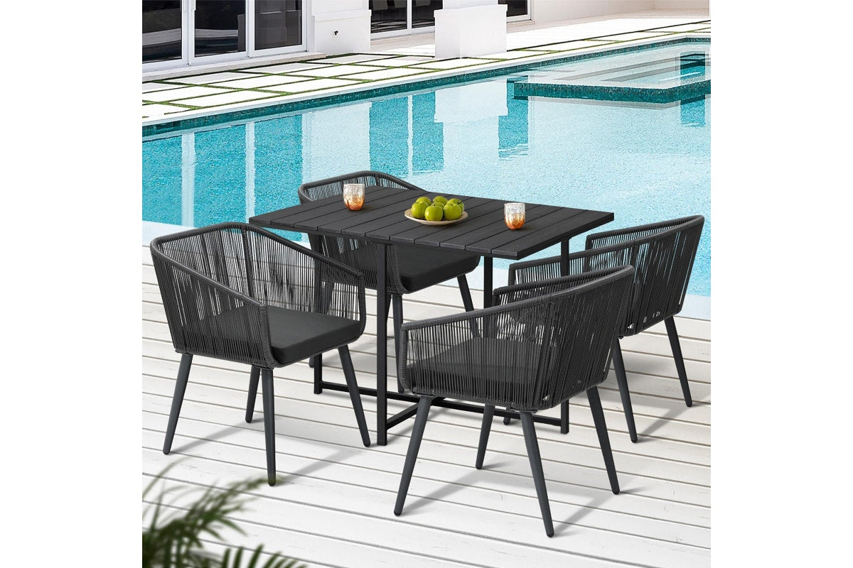 Livsip 5PCS Outdoor Dining Set Furniture Black Table