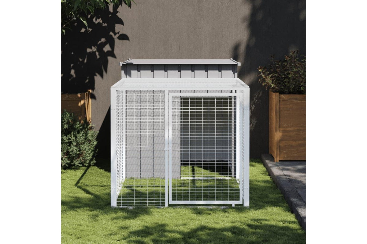 Chicken Cage with Run Light Grey 110x201x110 cm Galvanised Steel vidaXL