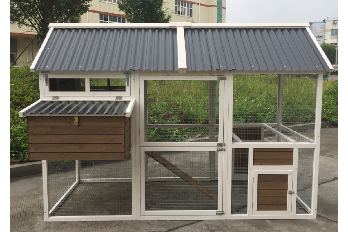 XXL Superior Farmhouse Chicken Coop with PVC Roof 240x172x168cm