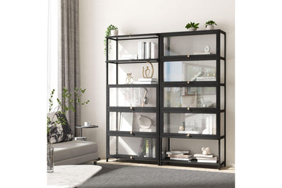 Oikiture Display Cabinet 5-Tier Shelves(Black)