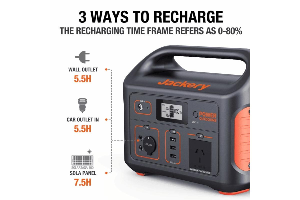 Jackery Explorer 500 Portable Power Station 518Wh 24Ah, 21.6V Lithium Battery