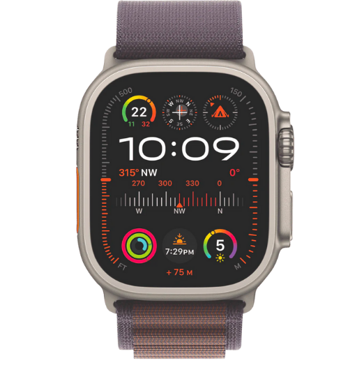 Apple Watch Ultra 2 GPS + Cellular, 49mm Titanium Case with Indigo Alpine Loop - Medium