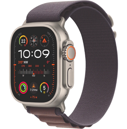 Apple Watch Ultra 2 GPS + Cellular, 49mm Titanium Case with Indigo Alpine Loop - Medium