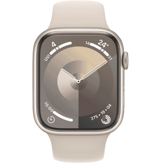 Apple Watch Series 9 GPS 45mm Starlight Aluminium Case with Starlight Sport Band - M/L