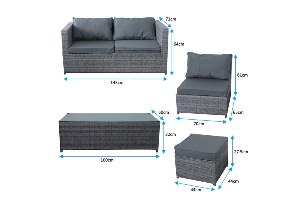 6pc Lounge Set Outdoor Furniture Rattan Wicker Chair Sofa Table Garden Patio