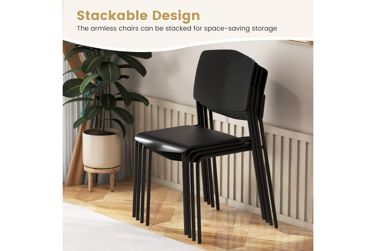 Giantex 4PCS Dining Chair Home Office Side Chairs w/Metal Legs Stackable Armless Chairs Black