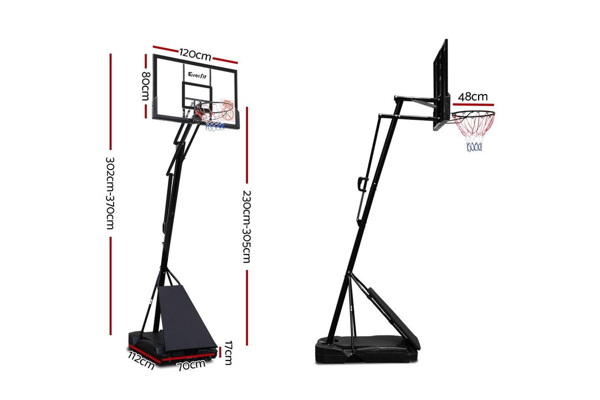 Everfit 3.05M Basketball Hoop Stand System Adjustable Height Portable Black Pro