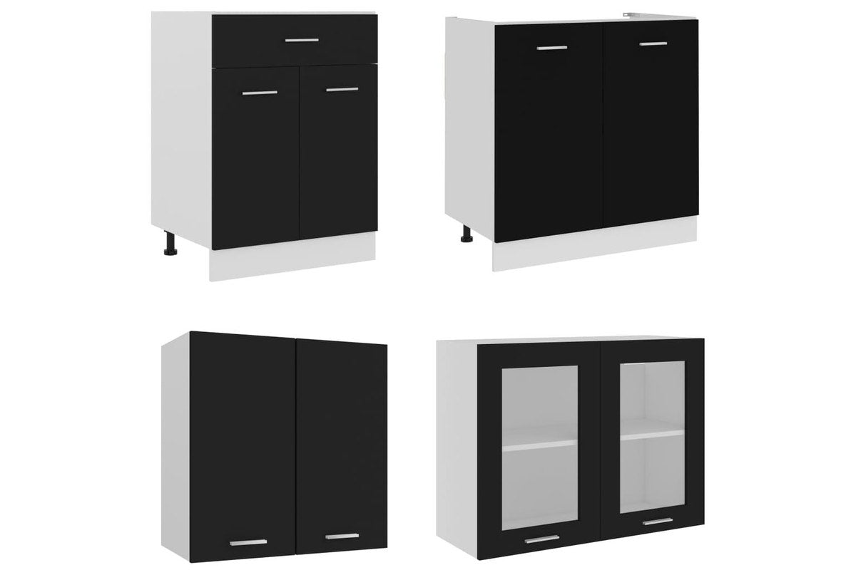 4 Piece Kitchen Cabinet Set Black Engineered Wood vidaXL