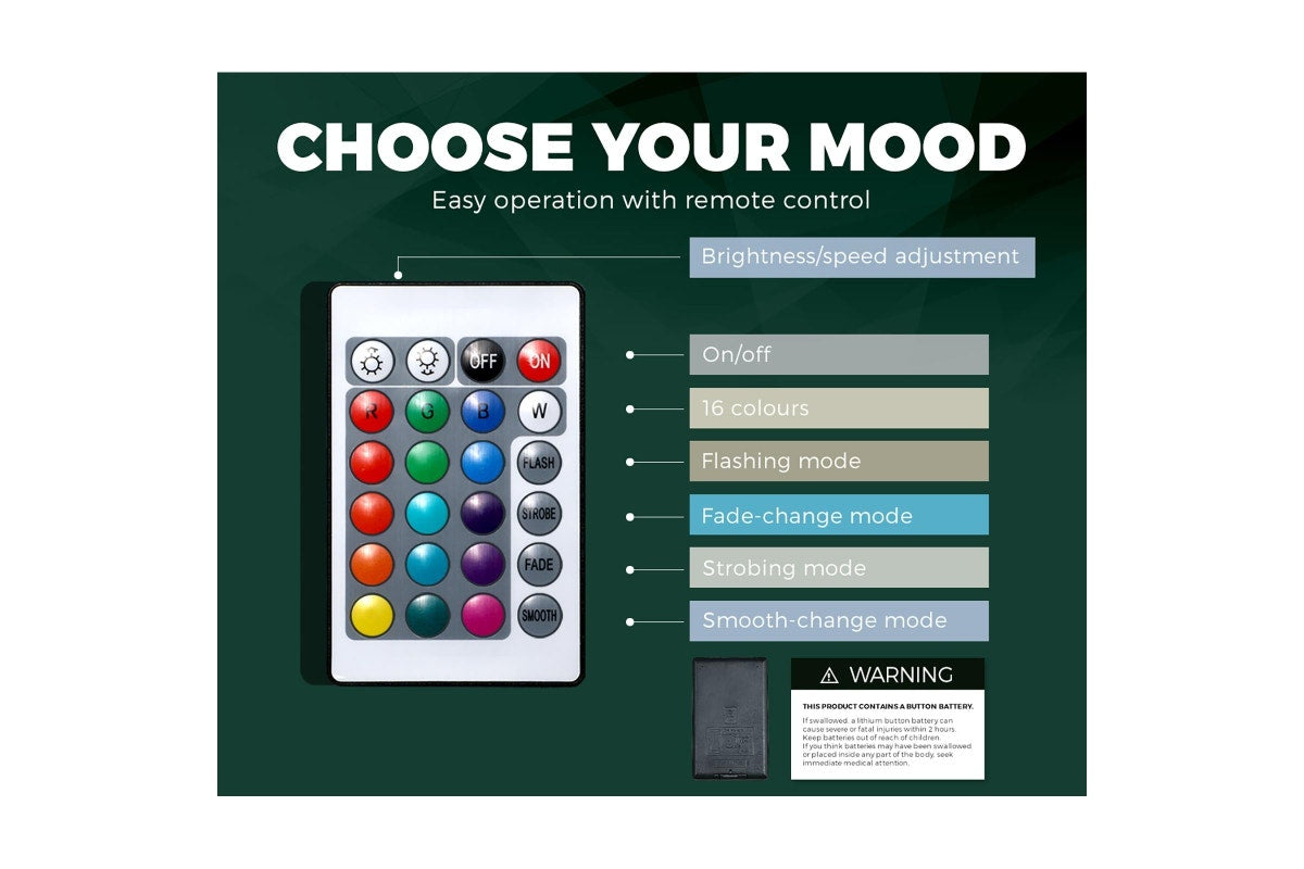 Oikiture Bedside Tables Set of 2 LED Nightstand Black