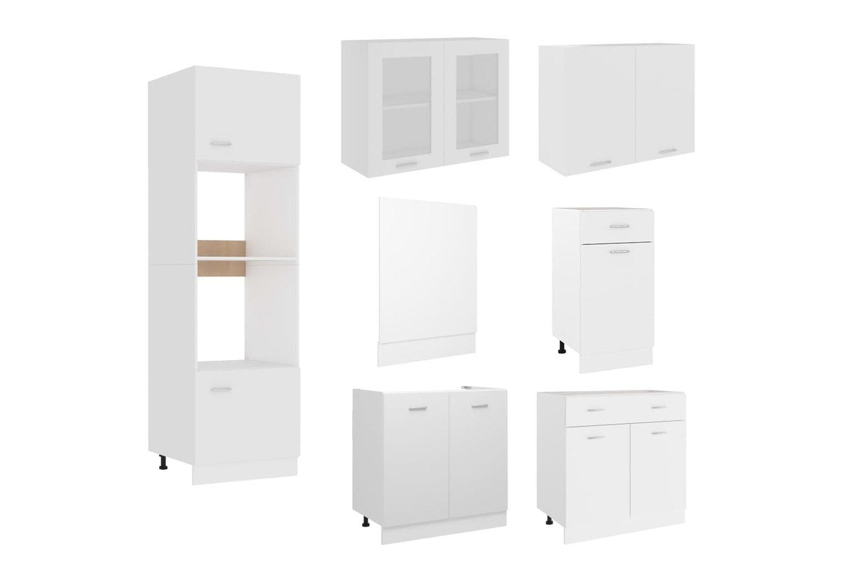7 Piece Kitchen Cabinet Set White Engineered Wood vidaXL
