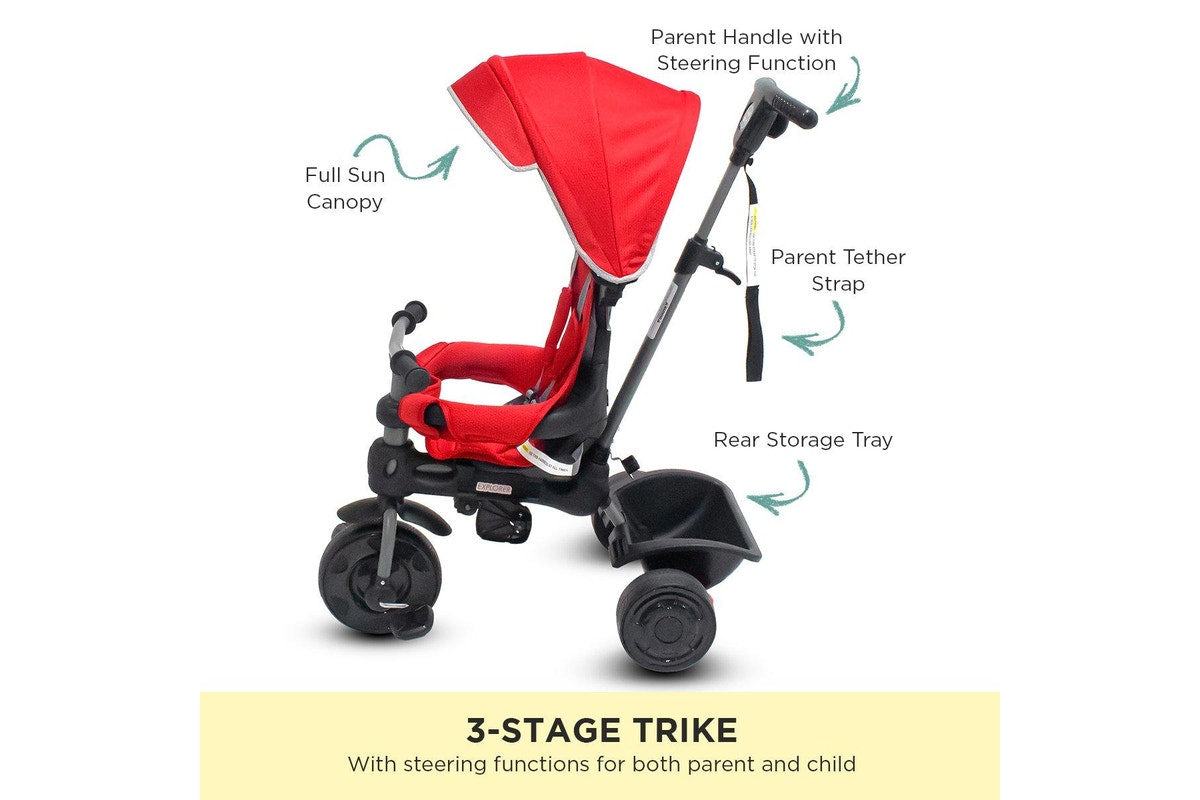 Veebee Explorer 3-stage Kids Trike With Canopy - Red