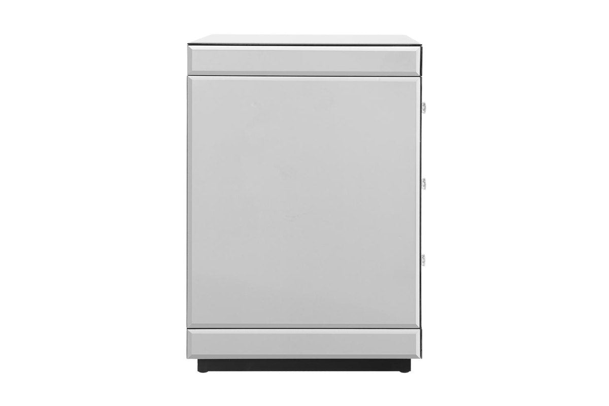 Mirrored Bedside Table Drawers Furniture Mirror Glass Presia Silver