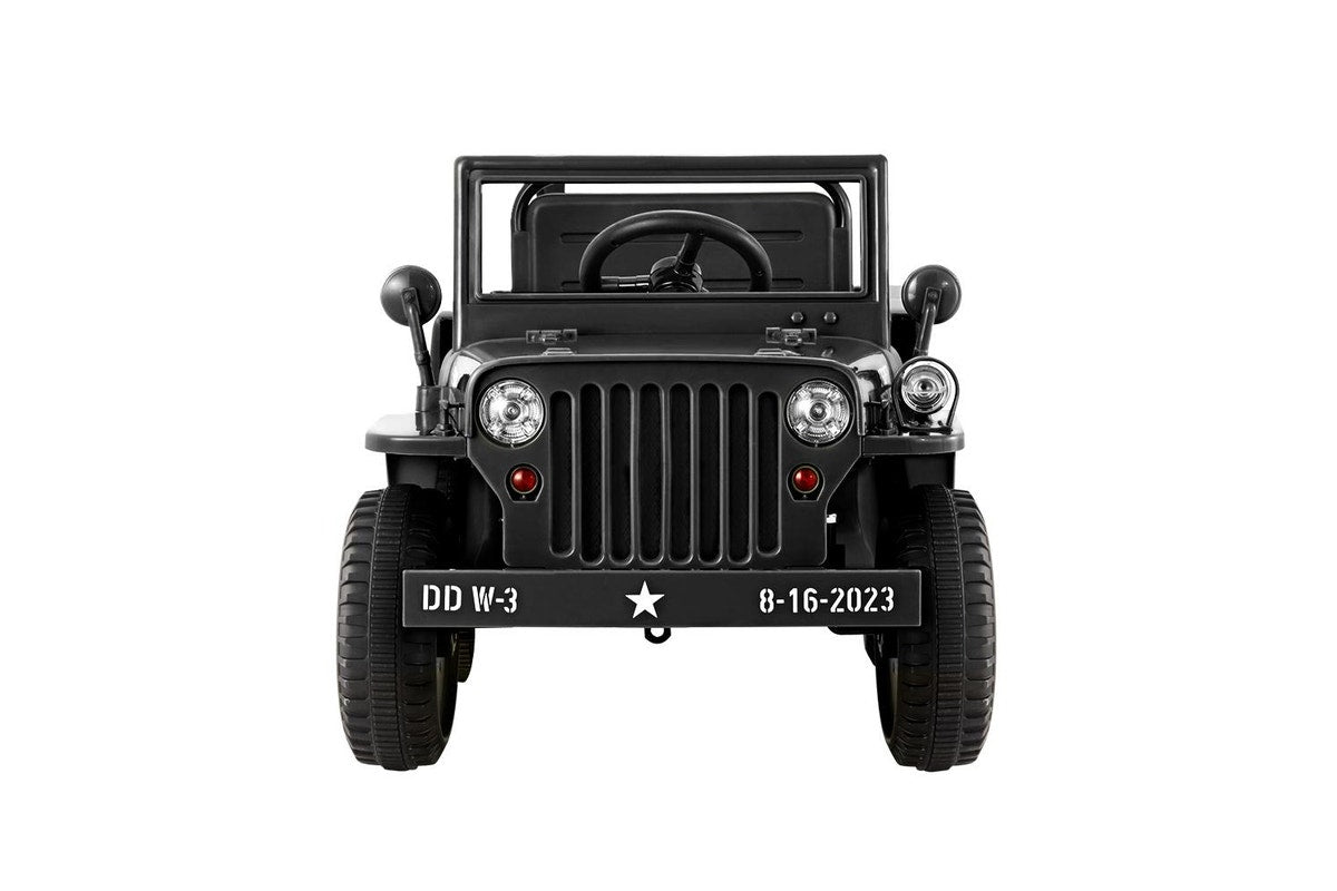 Rigo Kids Electric Ride On Car Jeep Military Off Road Toy Cars Remote 12V Black