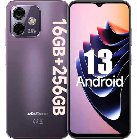 Ulefone Note 16 Pro(16GB+256GB) Unlocked Mobile Phones, Android 13 Smartphone, 50MP Main Camera, 6.52 HD+ Waterdrop Screen, 8-Core Processor, Dual 4G Unlocked Cell Phone Globla Version- Purple