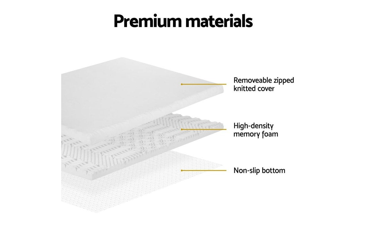 Giselle Bedding Memory Foam Mattress Topper 7-Zone 8cm Queen White
