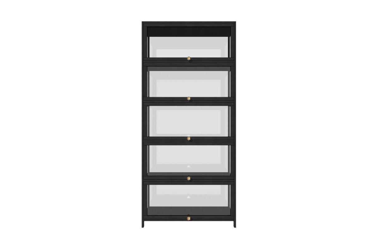 Oikiture Display Cabinet 5-Tier Shelves(Black)