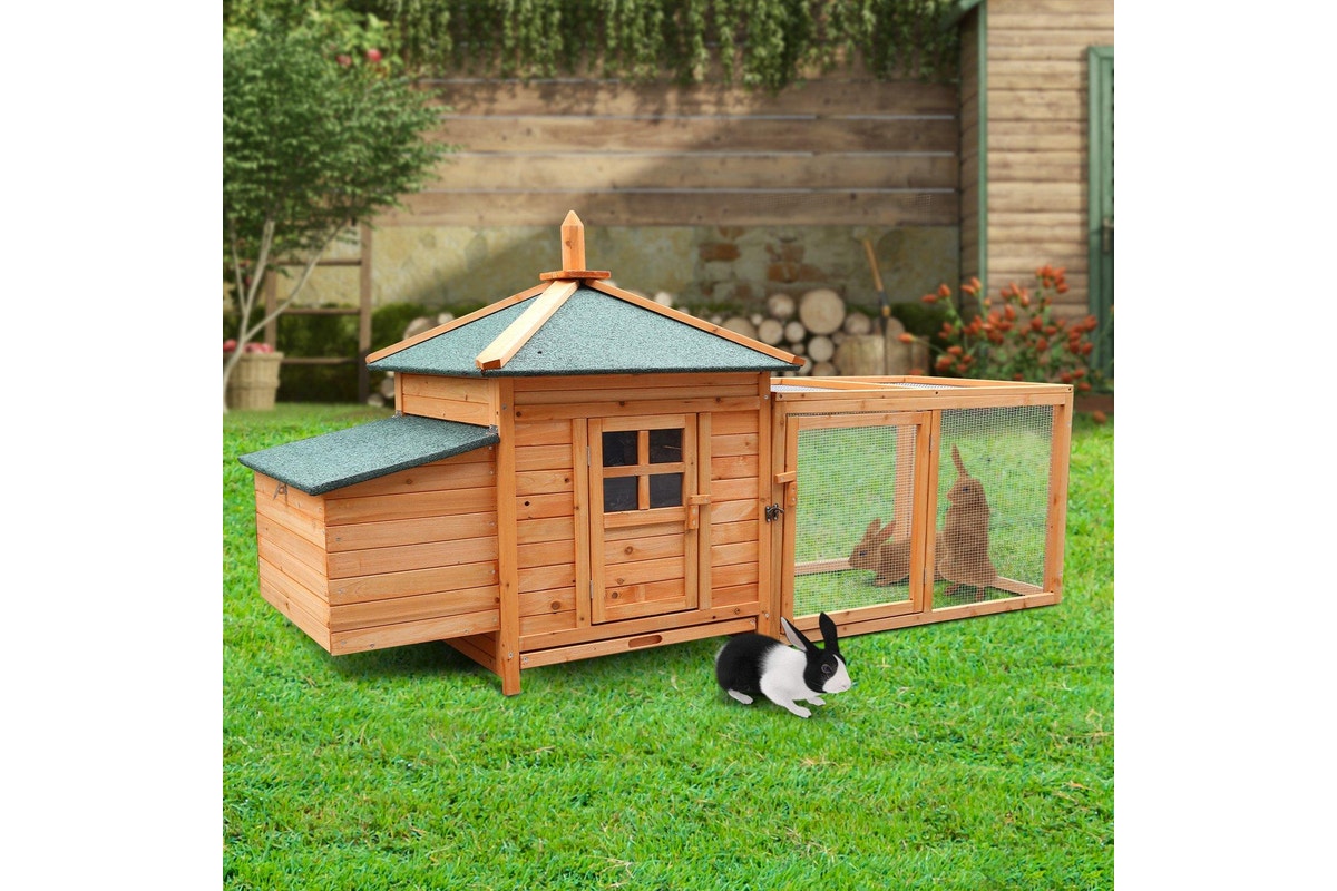 Furtastic Large Wooden Chicken Coop Rabbit Hutch Nesting Box Fir Wood
