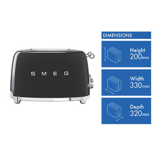Smeg TOASTER 50's STYLE 4 SLOT BLACK - Layaway AU