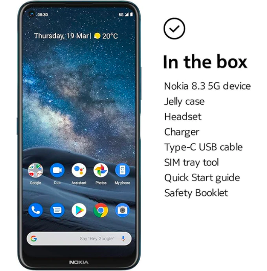 Nokia 8.3 5G Android Smartphone (Official Australian Version) 2020, Unlocked Mobile Phone with Dual Sim, Cinematic Video Quad Camera, Zeiss Optics, Pure Display, 2-Day Battery, 8/128GB - Layaway AU