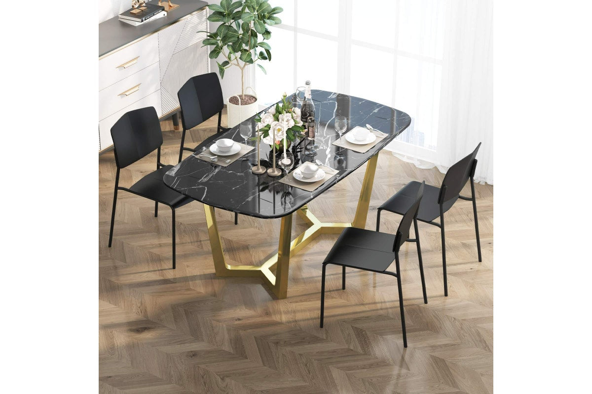 Giantex 4PCS Dining Chair Home Office Side Chairs w/Metal Legs Stackable Armless Chairs Black