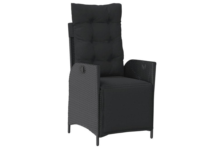 4 Piece Garden Dining Set with Cushions Black Poly Rattan vidaXL
