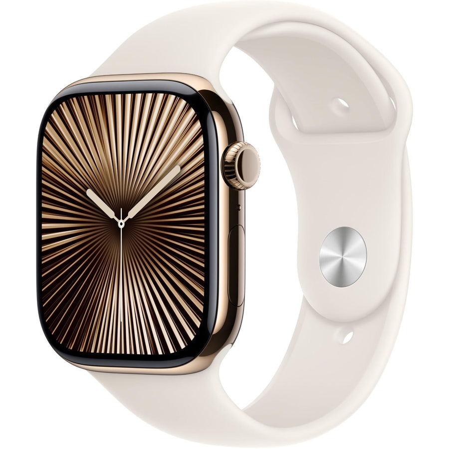 Apple Watch Series 10 46mm Titanium GPS + Cellular Gold with Starlight Sport Band