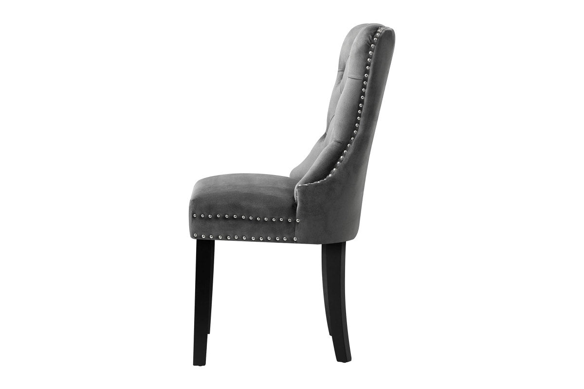 Oikiture 6x Velvet Dining Chairs Upholstered French Provincial Tufted Grey