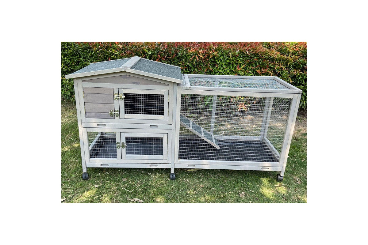 Flyline Bunny House Rabbit Hutch Guinea Pig Cage on Wheels