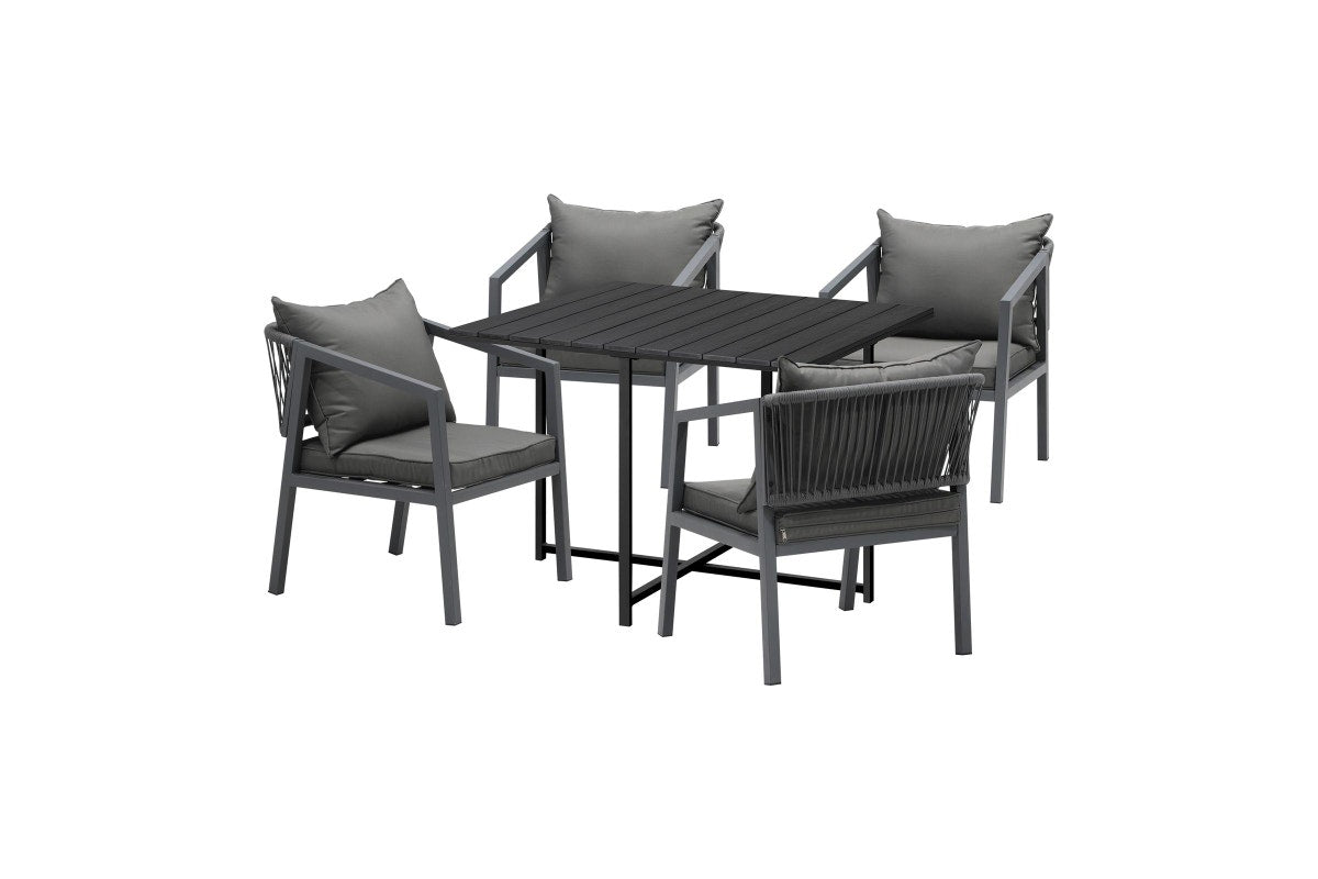 Livsip 4 Seater Outdoor Dining Set Black Table