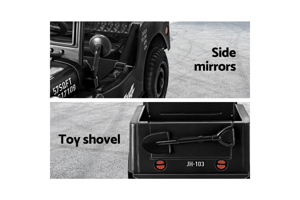 Rigo Kids Electric Ride On Car Jeep Military Off Road Toy Cars Remote 12V Black