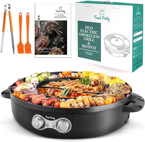 Food Party 2 in1 Electric Smokeless Grill and Hot Pot (Hot Pot)