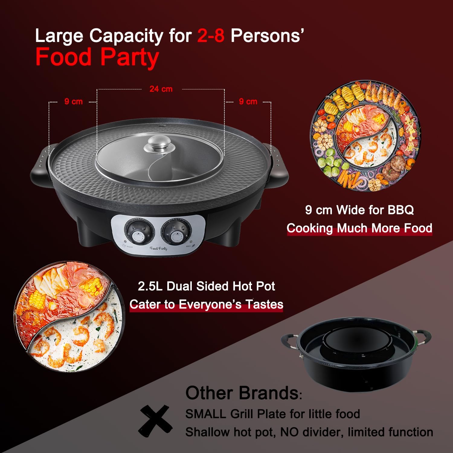 Food Party 2 in1 Electric Smokeless Grill and Hot Pot (Hot Pot) - Layaway AU