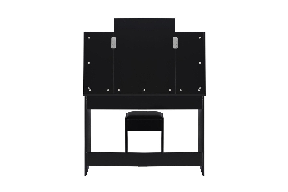 Oikiture Dressing Table Stool Mirror 10 LED Bulbs(Black)