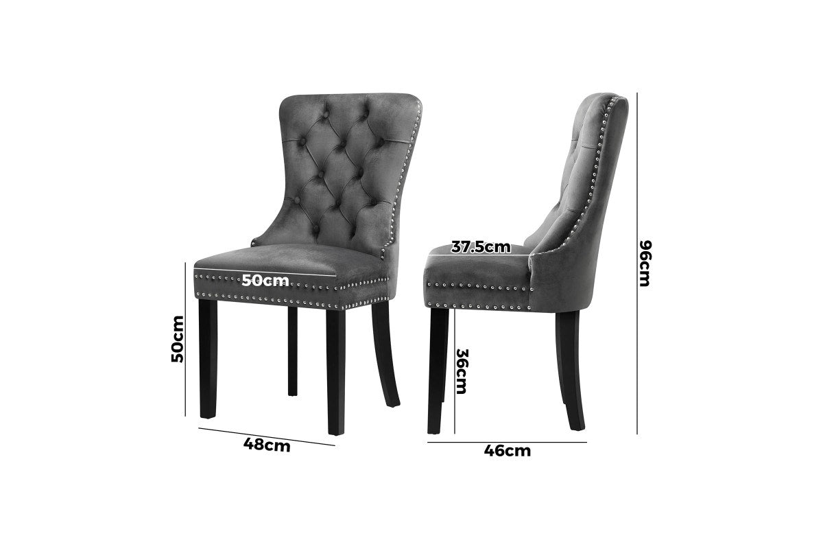 Oikiture 6x Velvet Dining Chairs Upholstered French Provincial Tufted Grey