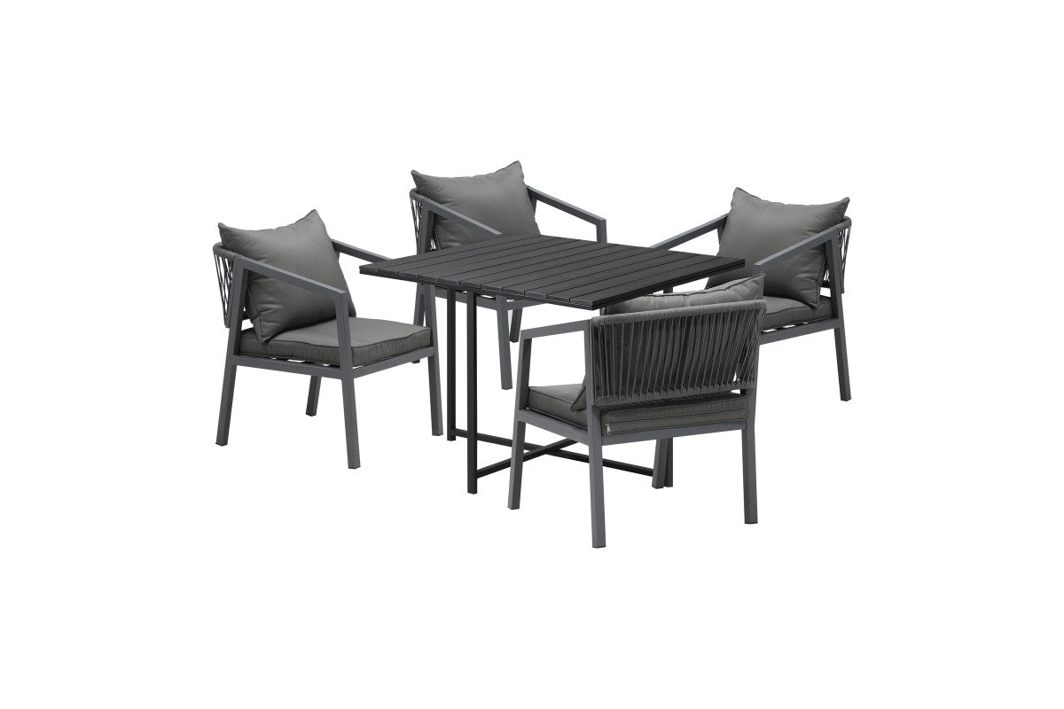 Livsip 4 Seater Outdoor Dining Set Black Table