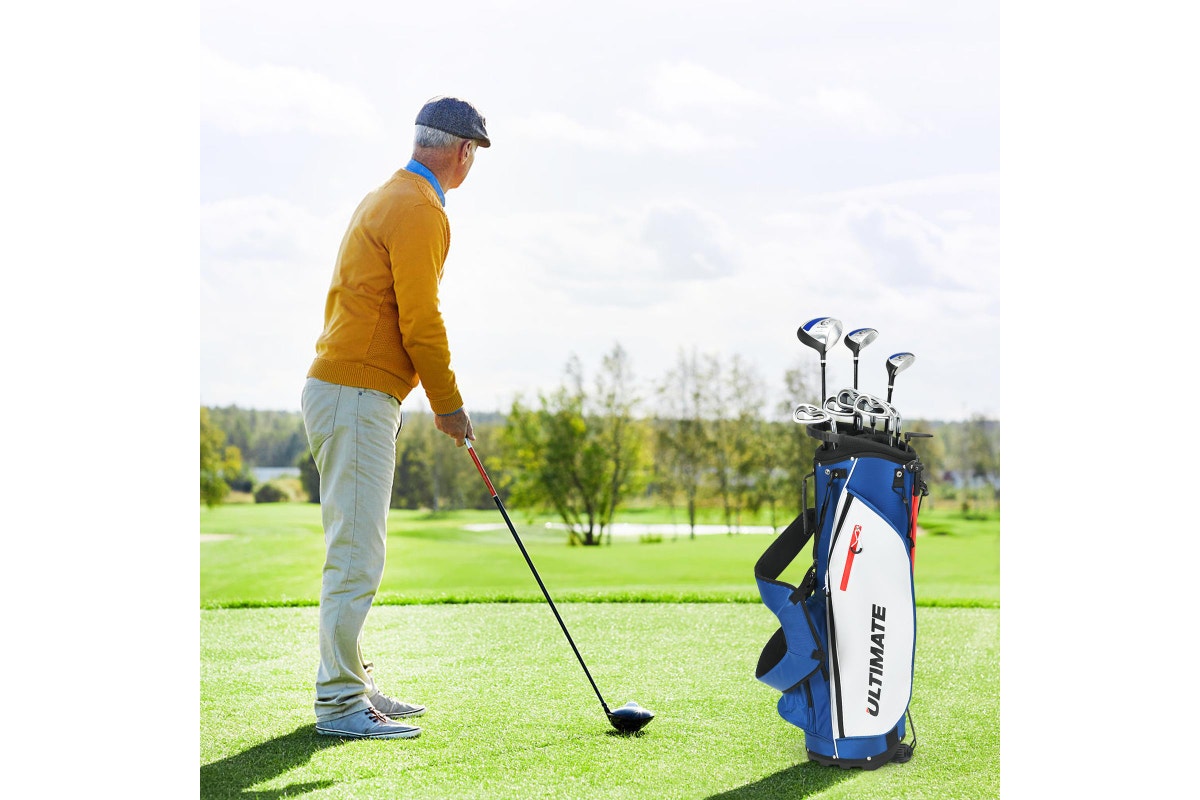 Costway Complete Men Golf Clubs Set Starters w/Stand Bag 10 Pieces Alloy/Graphite Drive, Right Hand