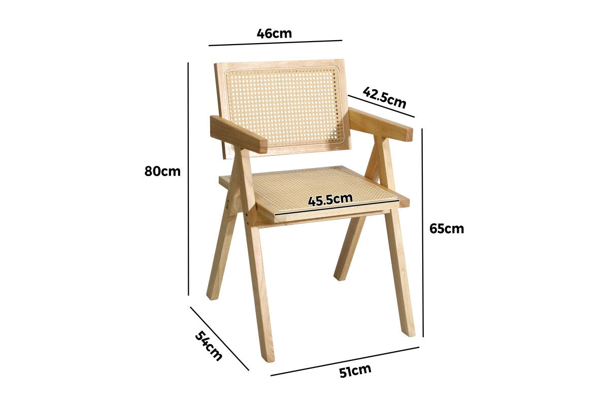 Oikiture 4x Dining Chairs Rattan Chair Wooden Accent Chair Natural